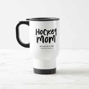 Hockey mum trendy black type personalised travel mug