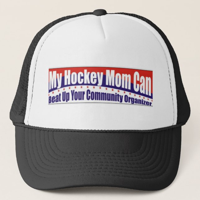 Hockey Mum vs. Community Organiser Trucker Hat (Front)
