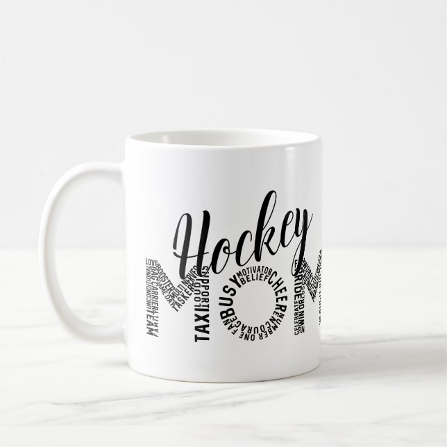 Hockey Mum Word Art Coffee Mug (Left)