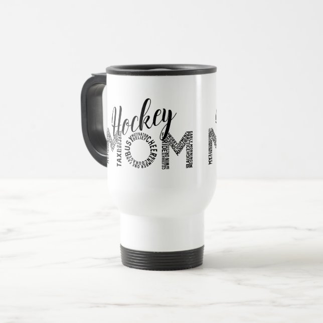 Hockey Mum Word Art Travel Mug (Front Left)