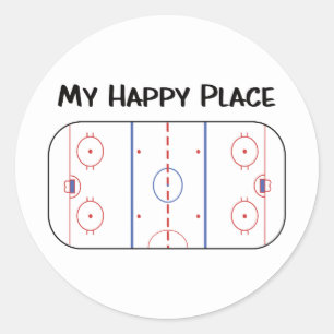 Hockey My Happy Place Classic Round Sticker