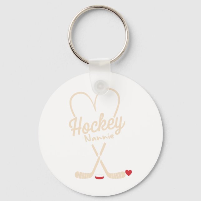 Hockey Nannie Heart Hockey Player  Key Ring (Front)