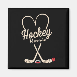 Hockey Nannie Heart Hockey Player  Magnet
