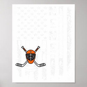 Hockey Nene American Flag Vintage Christmas Xmas W Poster