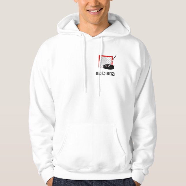 Hockey Net, Stick and Puck Hoodie (Front)