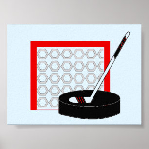 Hockey Net, Stick and Puck Poster