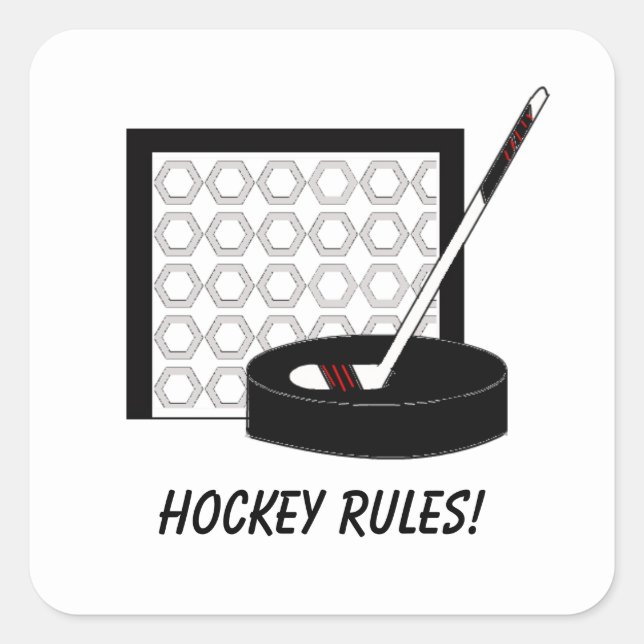 Hockey Net, Stick and Puck Square Sticker (Front)