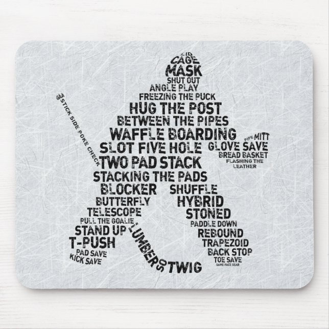 Hockey Netminder Word Art Mousemat (Front)