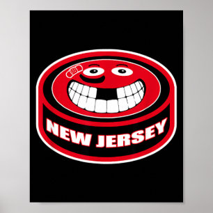 Hockey New Jersey Nj Funny Kid Puck Smile Face Poster