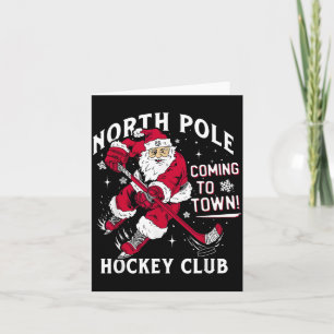 Hockey North Pole Coming To Town Christmas Card