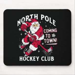 Hockey North Pole Coming To Town Christmas Mouse Mat