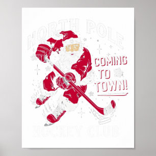 Hockey North Pole Coming To Town Christmas Poster