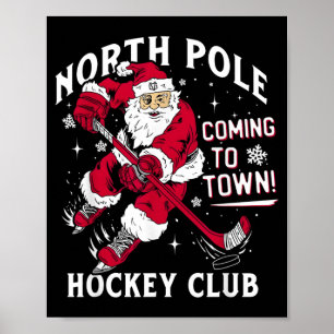 Hockey North Pole Coming To Town Christmas Poster