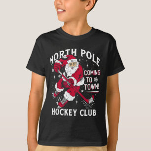 Hockey North Pole Coming To Town Christmas T-Shirt