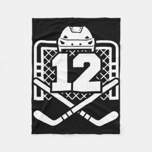 Hockey Number 12 Jersey Funny Hockey Player Game D Fleece Blanket