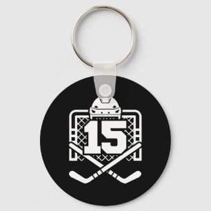 Hockey Number 15 Jersey Funny Hockey Player Game D Key Ring