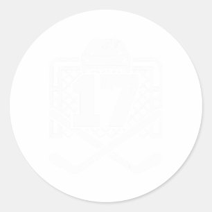 Hockey Number 17 Jersey Funny Hockey Player Game D Classic Round Sticker
