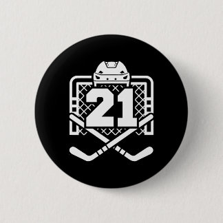Hockey Number 21 Jersey Funny Hockey Player Game D 6 Cm Round Badge