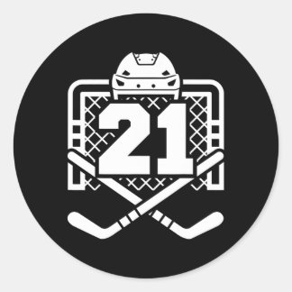 Hockey Number 21 Jersey Funny Hockey Player Game D Classic Round Sticker