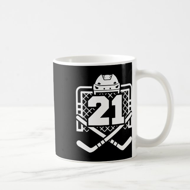 Hockey Number 21 Jersey Funny Hockey Player Game D Coffee Mug (Right)
