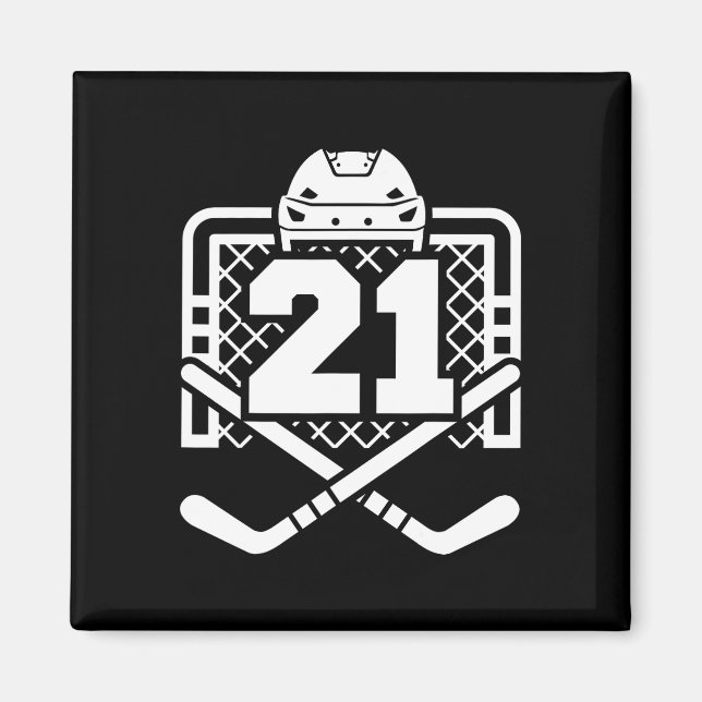Hockey Number 21 Jersey Funny Hockey Player Game D Magnet (Front)
