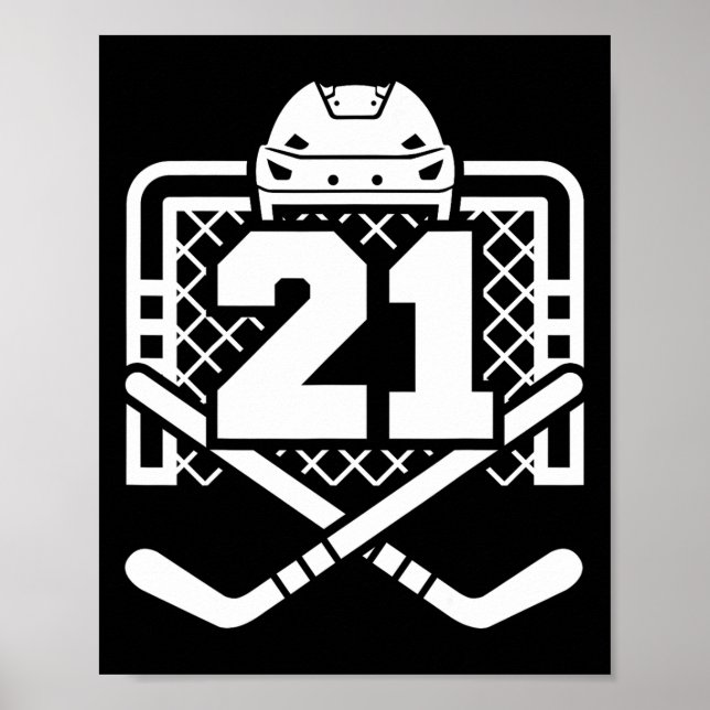 Hockey Number 21 Jersey Funny Hockey Player Game D Poster (Front)