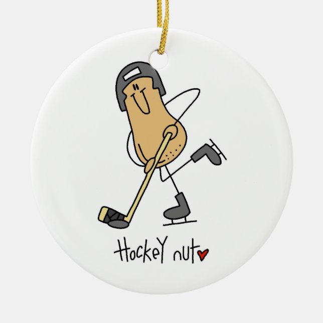 Hockey Nut T-shirts and Gifts Ceramic Tree Decoration (Front)