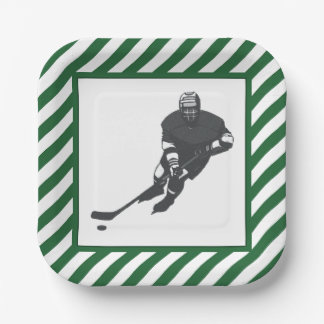 Hockey Party Green Paper Plate