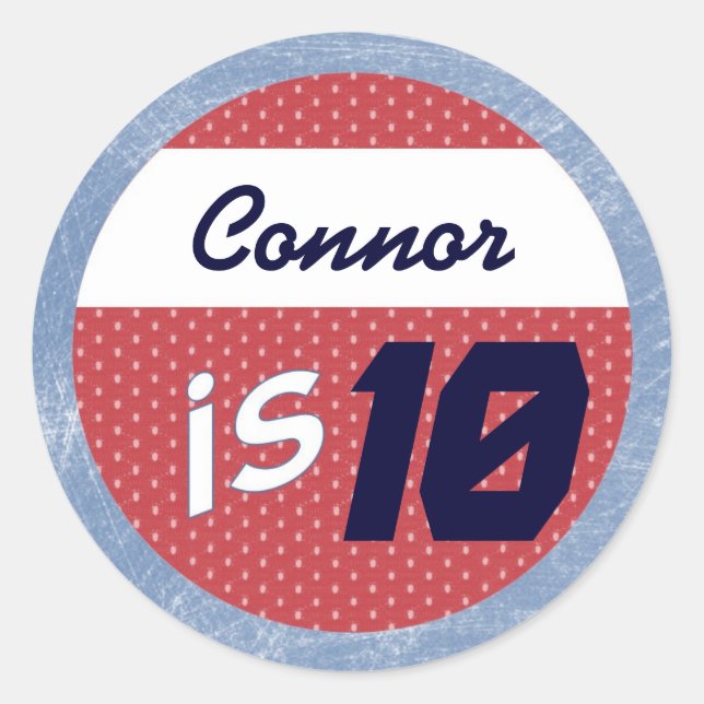 Hockey Party Sticker - Name/Age Sticker (Front)