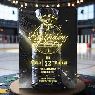 Hockey Party Themed Customizeable Photo Invitation