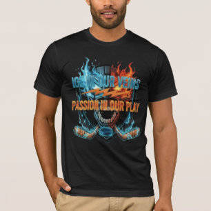 Hockey Passion: Ice & Fire Skull Graphic T-Shirt