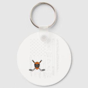 Hockey Pawpaw American Flag Vintage Christmas Xmas Key Ring