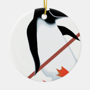 Hockey penguin ceramic tree decoration