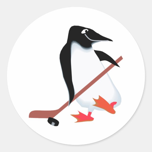 Hockey penguin classic round sticker (Front)