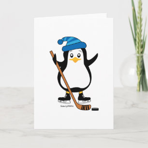 Hockey Penguin Greeting Card
