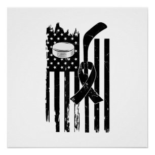 Hockey Pink Ribbon Breast Cancer Awareness Sport L Poster