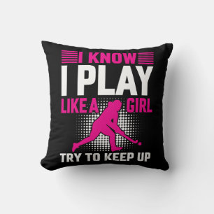 Hockey Play Like a Girl Ceramic Cushion