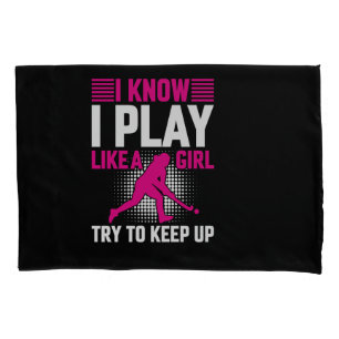 Hockey Play Like a Girl Ceramic Pillowcase