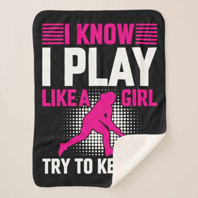 Hockey Play Like a Girl Ceramic Sherpa Blanket (Front)
