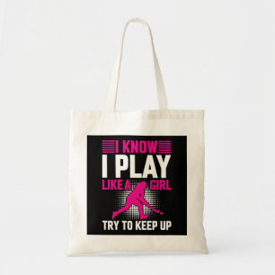 Hockey Play Like a Girl Tote Bag