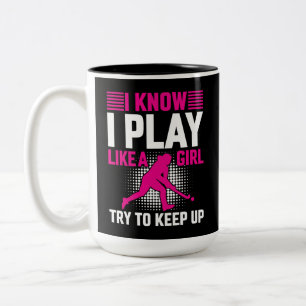 Hockey Play Like a Girl Two-Tone Coffee Mug