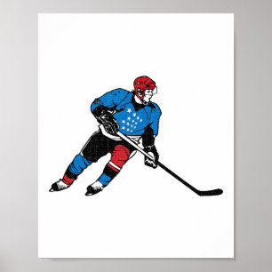 Hockey Player 4th Of July Cool Patriotic American  Poster