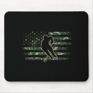 Hockey Player Aamerican Flag Usa Camo Patriotic Mouse Mat