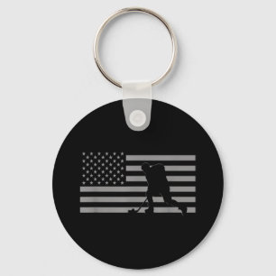 Hockey Player - American Flag Hockey Key Ring
