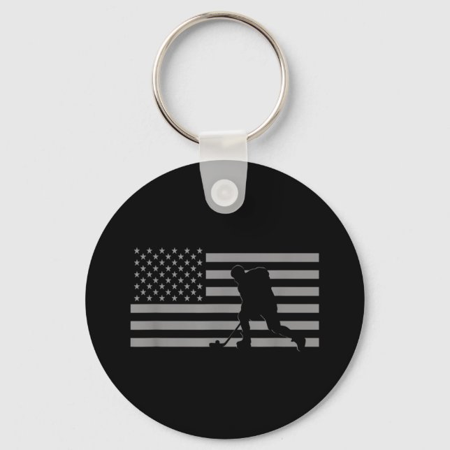Hockey Player - American Flag Hockey Key Ring (Front)