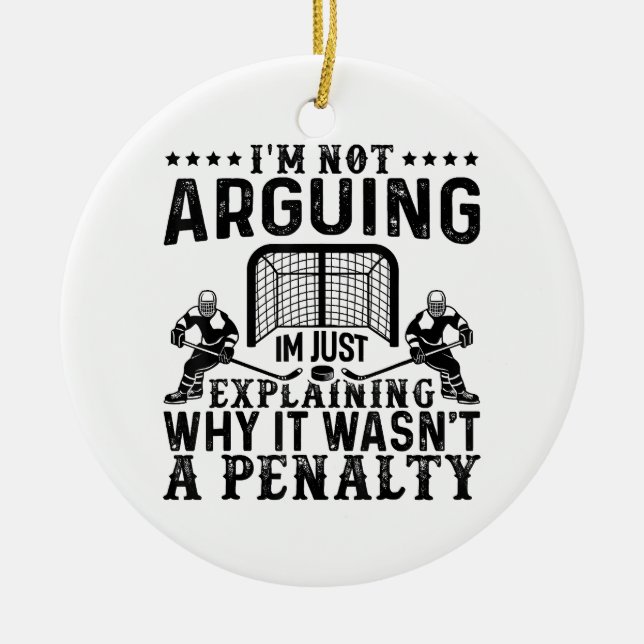 Hockey Player Arguing Gift Funny Hockey Ceramic Tree Decoration (Front)
