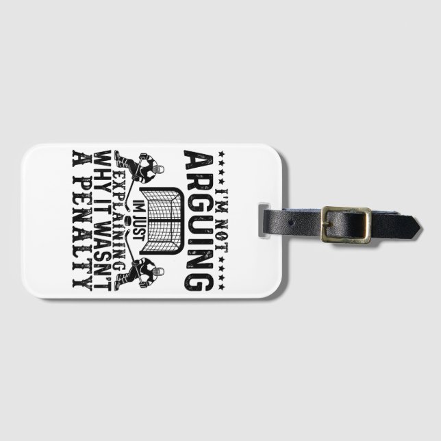 Hockey Player Arguing Gift Funny Hockey Luggage Tag (Front Horizontal)