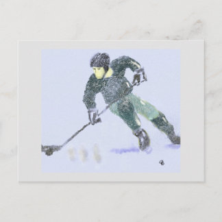 Hockey Player Art Postcard