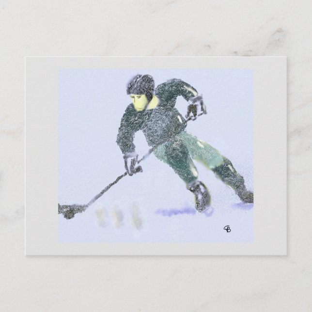 Hockey Player Art Postcard (Front)