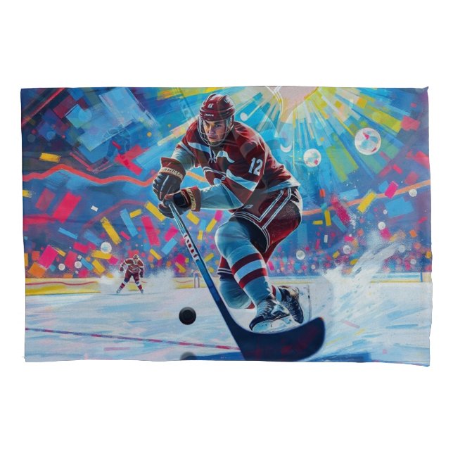Hockey Player at Goal Pillowcase (Front)